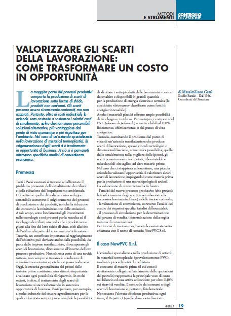 Consulenza contabilità industriale, schede costi prodotti
