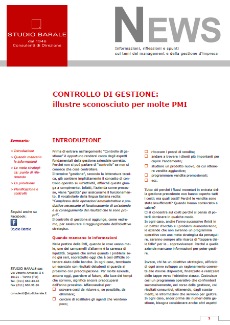Controllo di gestione nelle PMI