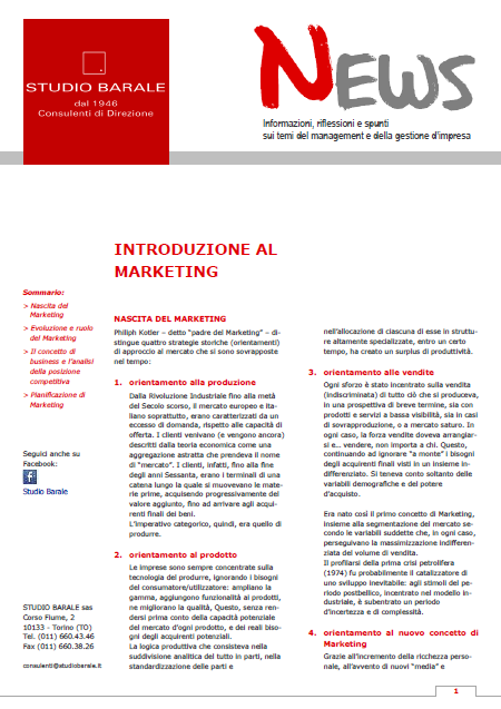 Consulenza Marketing, Marketing PMI