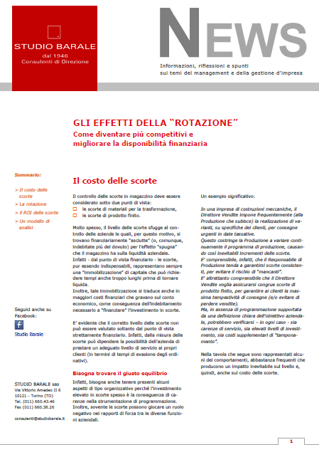 Controllo di gestione: migliorare rotazione delle scorte, margini e migliorare la liquidità azienzale