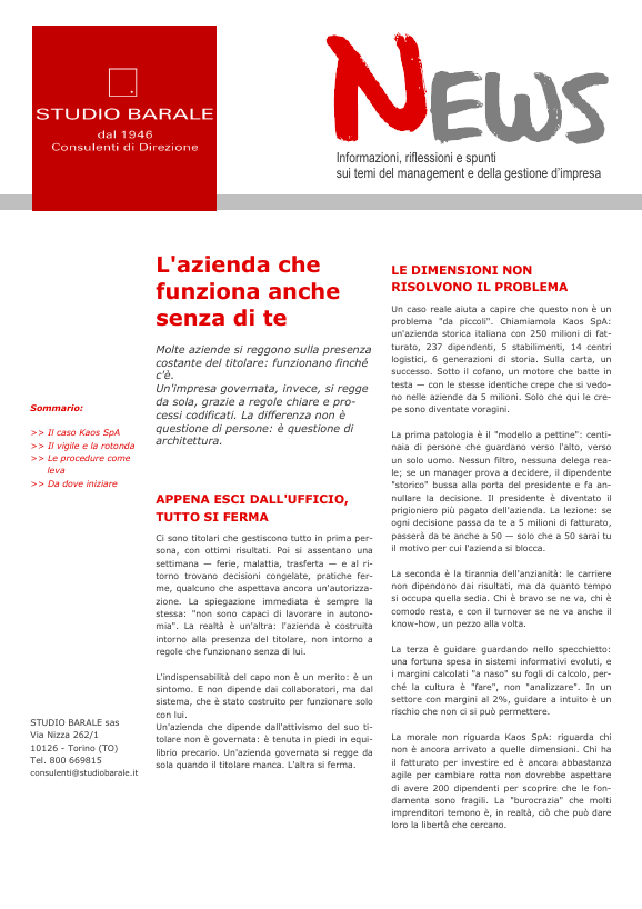 Copertina di L'azienda che funziona anche senza di te