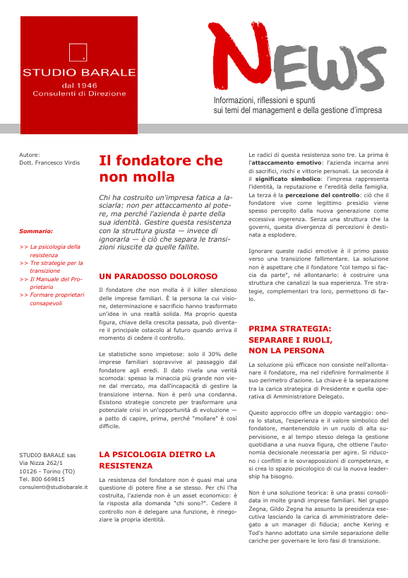 Copertina di Il fondatore che non molla
