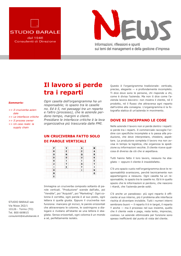 Copertina di Il lavoro si perde tra i reparti