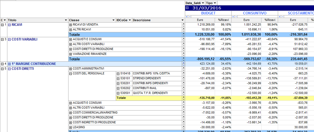 software analisi budget e scostamenti